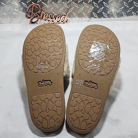 🐨COACH🐨ULLA SHEARLING SLIDE COMFORTABLE COLORWAY IVORY LADIES 8 NWB📦ELEGANT - Picture 15 of 16